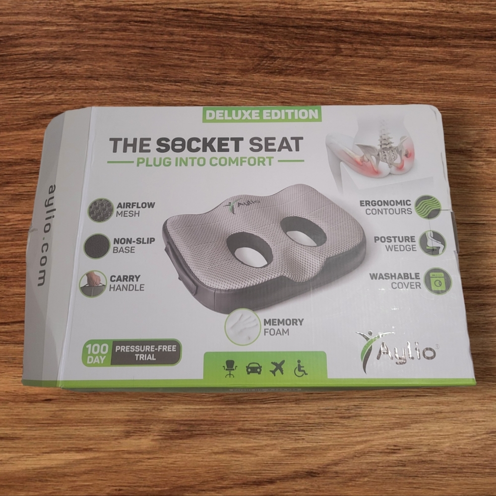 Socket Seat Cushion for Sit Bone and Back Pain Relief, Butt, Tailbone, Hip, Hams